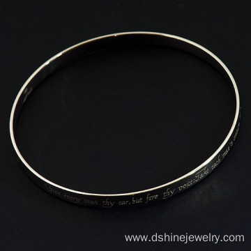 Silver Anodized Aluminum Cuff Bangles With Engraved Patterns